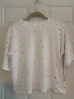 NWT Nicole Miller T-Shirt with Mini Pink Heart Print, Size Small